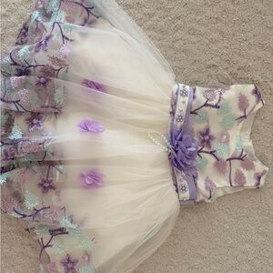Floral Embroidered Dress with Purple Accents